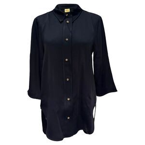 Khaite Button-Down Shirt in Navy Blue Acetate